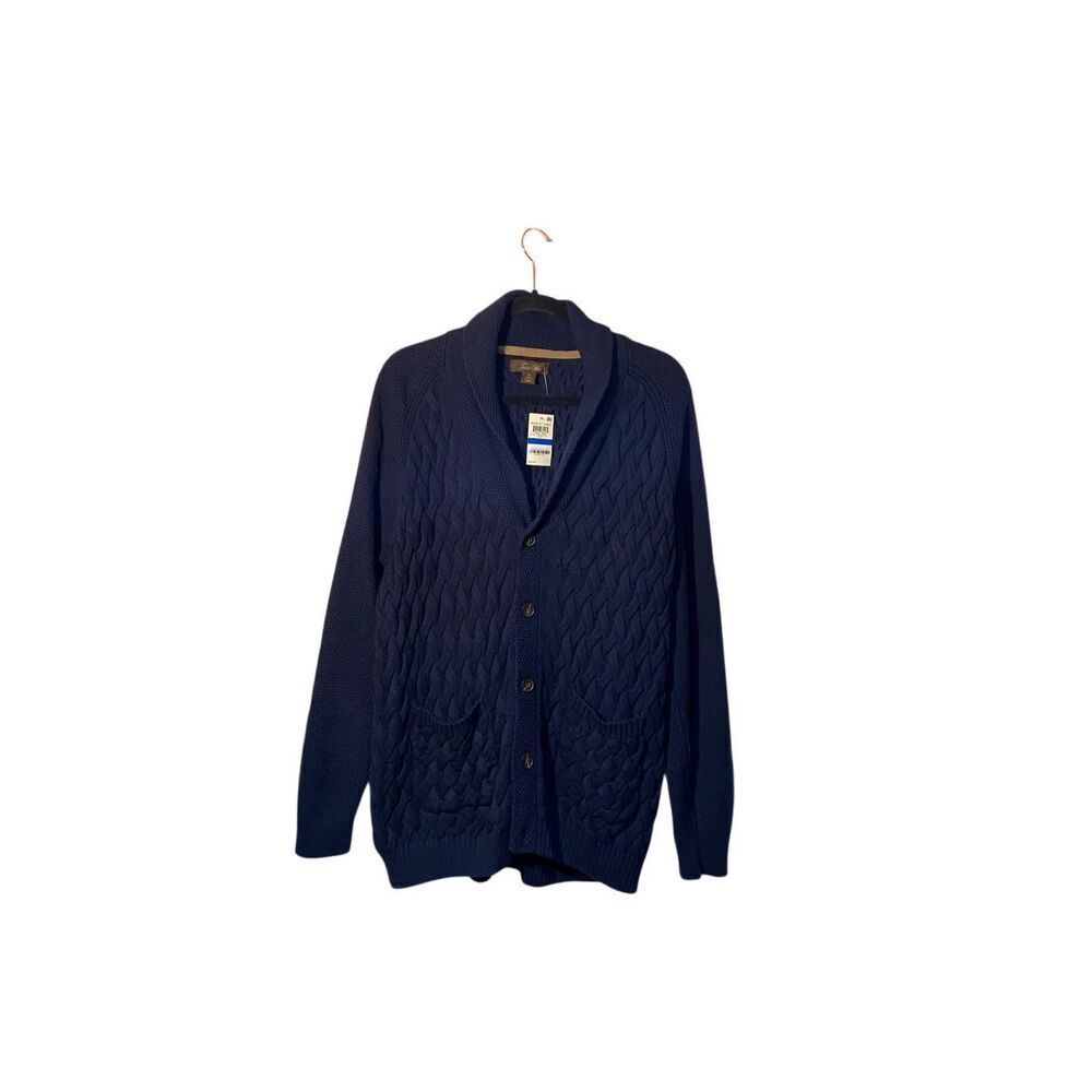 NWT Tasso Elba men’s navy blue cableknit front button Cardigan size XL - Picture 3 of 5